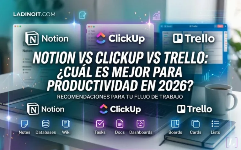 Notion vs ClickUp vs Trello: ¿Cuál es mejor para productividad en 2026? - ladinoit.com