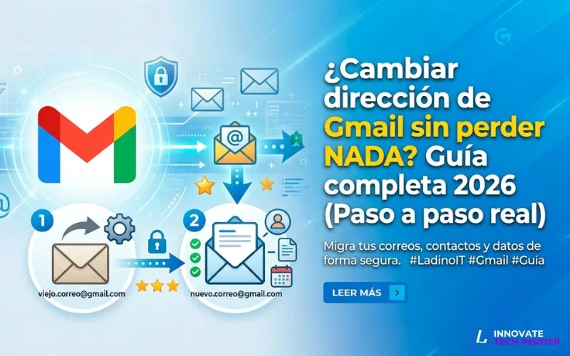 En este momento estás viendo ¿Cambiar dirección de Gmail sin perder NADA? Guía completa 2026 (Paso a paso real)